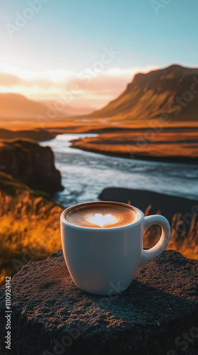 Sunny Coffee Day in Iceland. morning coffee. a holiday in Iceland