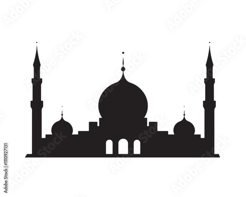 Mosque silhouette vector illustration on white background