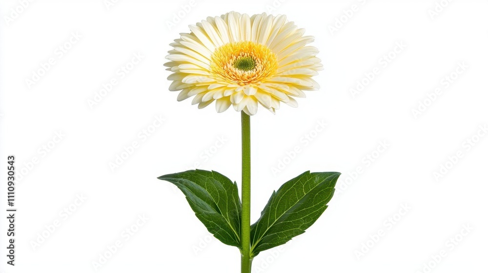 Fototapeta premium A photostock of a white lily flower in full bloom, isolated on a clean white background, perfect for floral, wedding, or sympathy-themed projects. High Quality