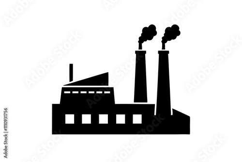 Factory with smokestacks | isolated vector silhouette illustration on white background