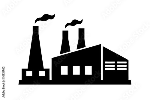 Factory with smokestacks | isolated vector silhouette illustration on white background