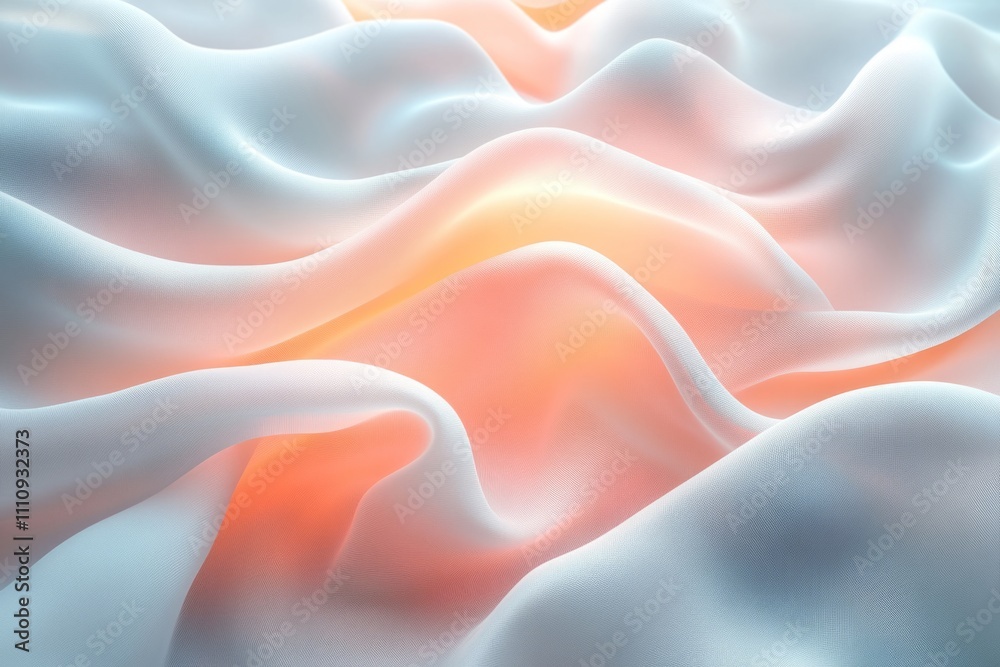 Obraz premium Smooth elegant pastel colored silk fabric flowing and waving with curves, creating a delicate and luxurious texture