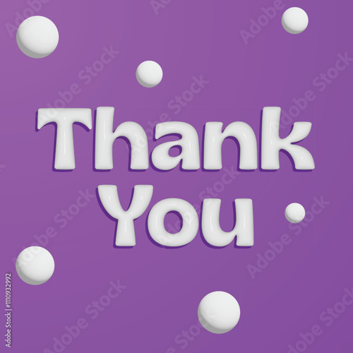 3d Thank you text with 3d cricular balls