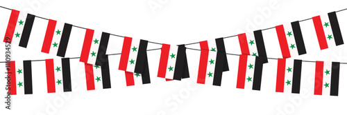 Syria flags hanging on a rope, celebration concept. Vector illustration.