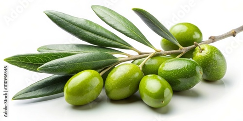 Wallpaper Mural Lush Green Olives Branch Close-Up Fresh Mediterranean Bounty on White. Vibrant Cluster of Glossy Olives and Leafy Branch. Ideal for Food Blogs, Health Articles, and Olive Product Torontodigital.ca