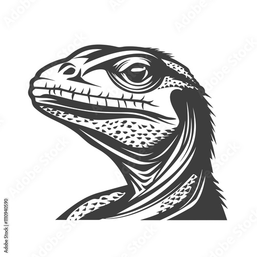 Monitor lizard Aggressive silhouette vector illustration photo