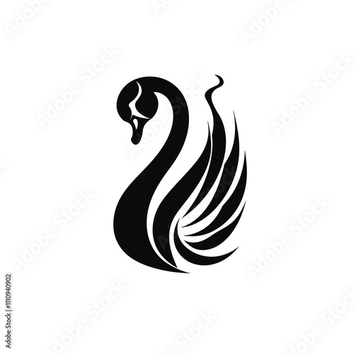 0Swan Aggressive silhouette vector illustration photo