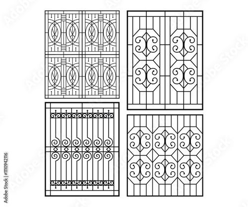 Steel grill design silhouette vector