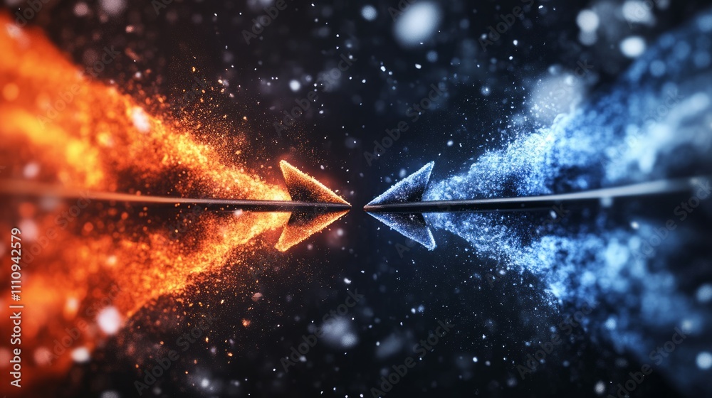 Two arrows pushing each other. It represents two opposing forces Two arrows pushing each other. It represents two opposing forces