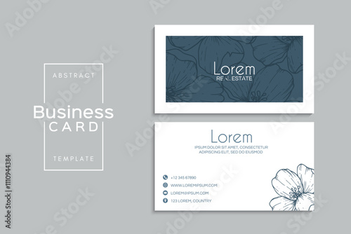 Watercolor floral business card design. Template