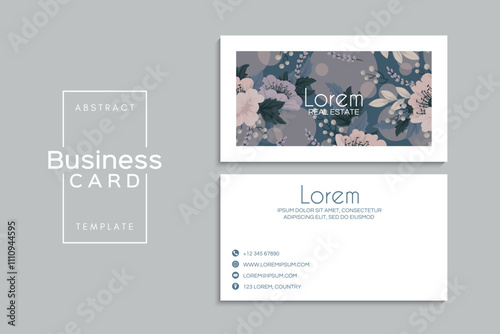 Watercolor floral business card design. Template