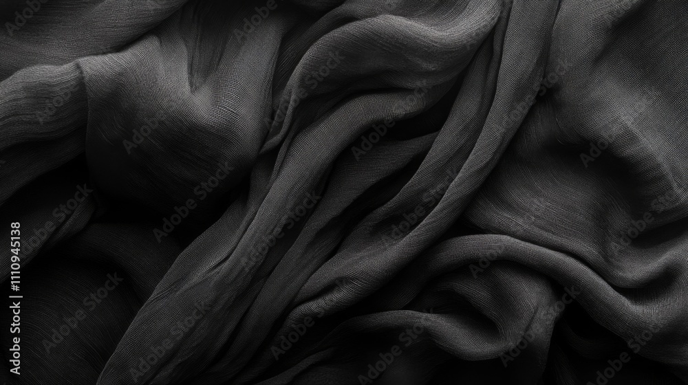 Obraz premium Abstract Draped Black Fabric Texture