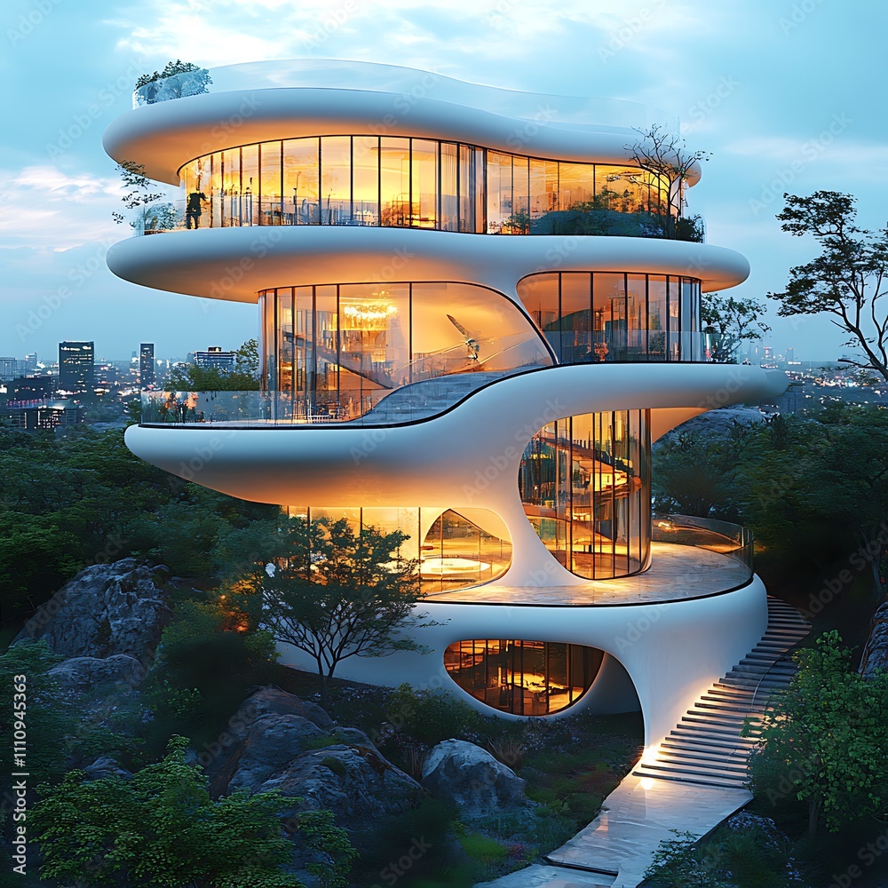 Scenic display featuring modern glass structure and stunning natural greenery picture Scenic display featuring modern glass structure and stunning natural greenery picture