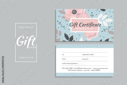 Set of colorful gift cards template. Modern style vector illustration of flowers for saloon, gallery, spa, shop. Gift voucher