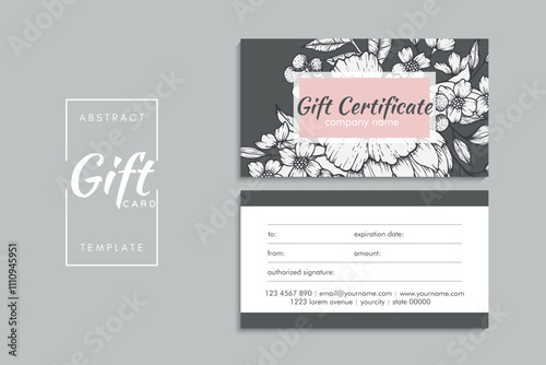 Set of colorful gift cards template. Modern style vector illustration of flowers for saloon, gallery, spa, shop. Gift voucher