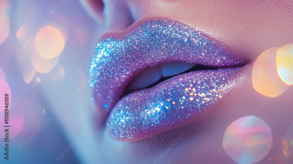 Fototapeta premium Glossy shining lips fastive make up glossy shining lips composition background