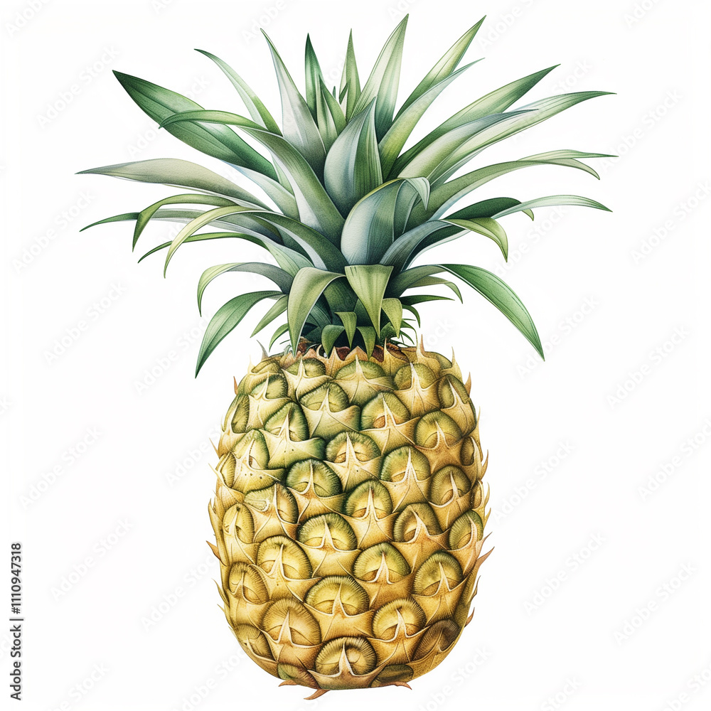 Fototapeta premium pineapple crafted illustration on white background isolated