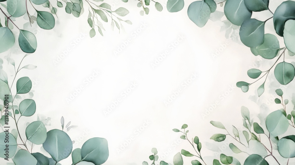 Decorative background featuring soft green leaves with a light neutral center perfect for nature-themed design projects or invitations Decorative background featuring soft green leaves with a light neutral center perfect for nature-themed design projects or invitations