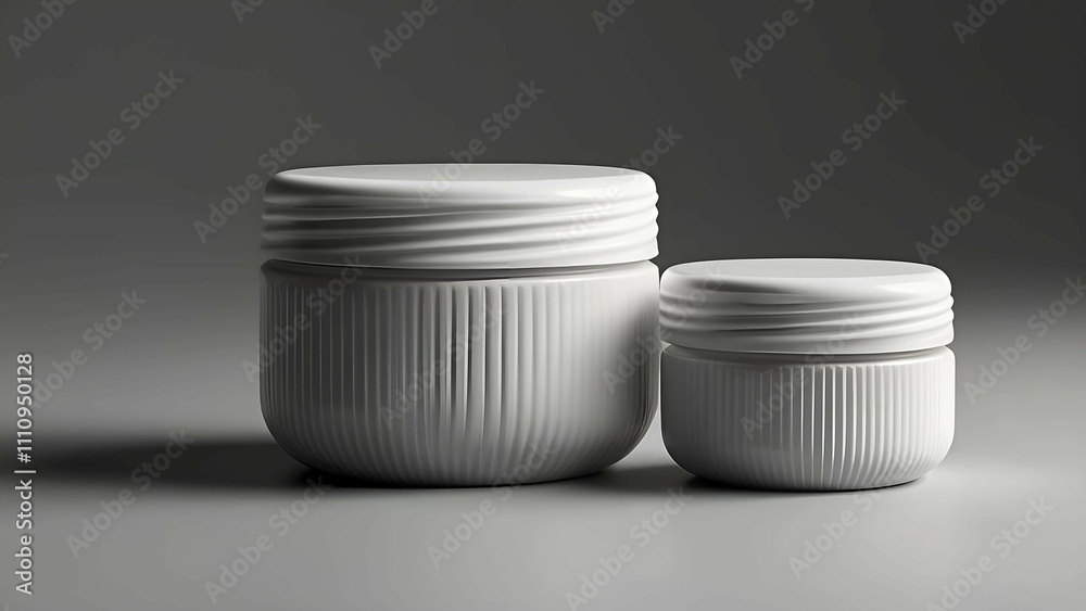 White Jar with Grooved Design White Jar with Grooved Design