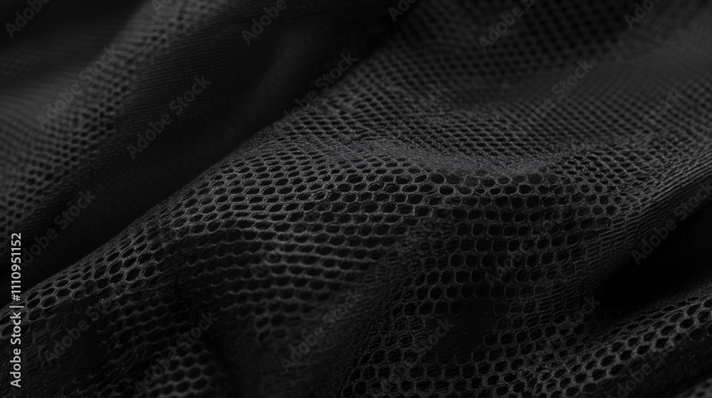 Black Mesh Fabric with Wrinkles and Texture Black Mesh Fabric with Wrinkles and Texture