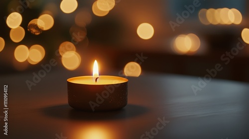 Festive small candles lit composition background