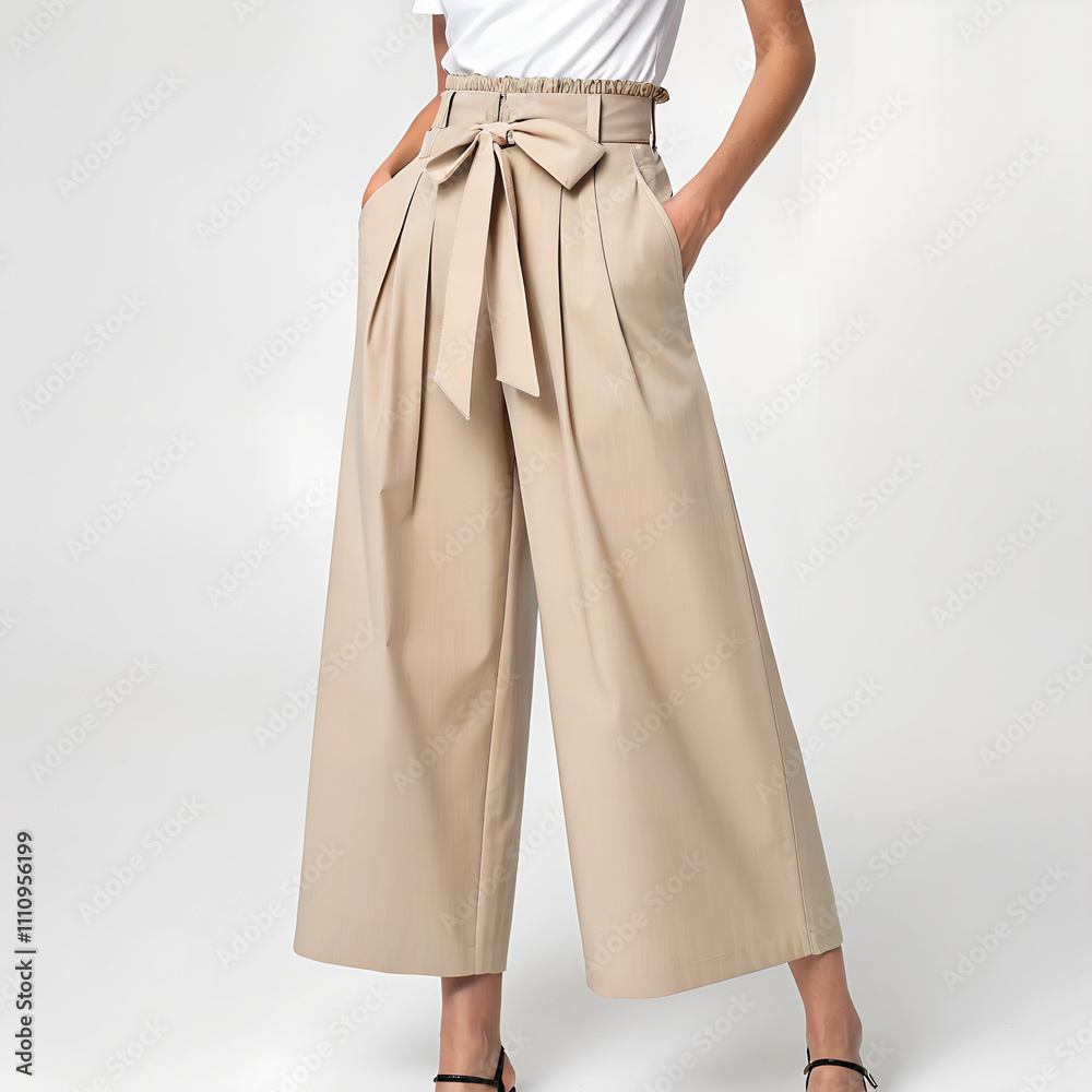 Wide-Leg Culottes with Paper-Bag Waist and Tie Front - Effortless Style and Comfort Wide-Leg Culottes with Paper-Bag Waist and Tie Front - Effortless Style and Comfort