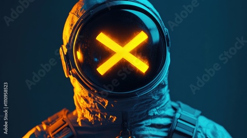 Astronaut Helmet with Crossed Symbols photo