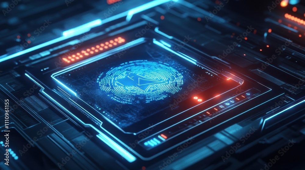 Futuristic Digital Wallet Interface with Neon Effects Futuristic Digital Wallet Interface with Neon Effects