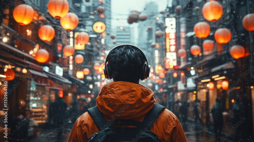 Solitude in the City: A Rainy Day Stroll Through Lantern-Lit Streets Solitude in the City: A Rainy Day Stroll Through Lantern-Lit Streets