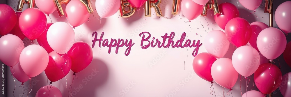Pink happy birthday balloons discount