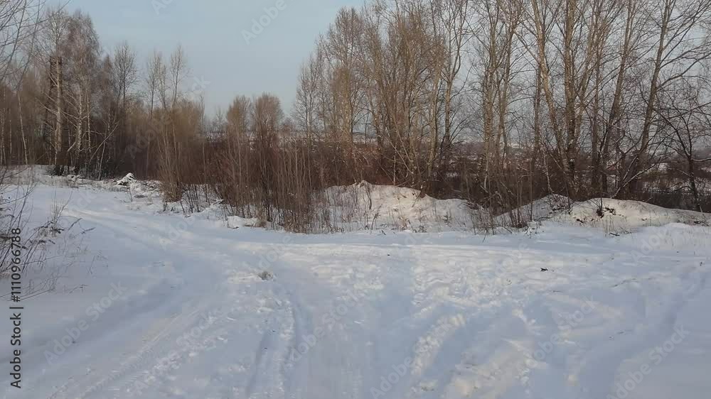 First person view while walking in winter. First person view while walking in winter.
