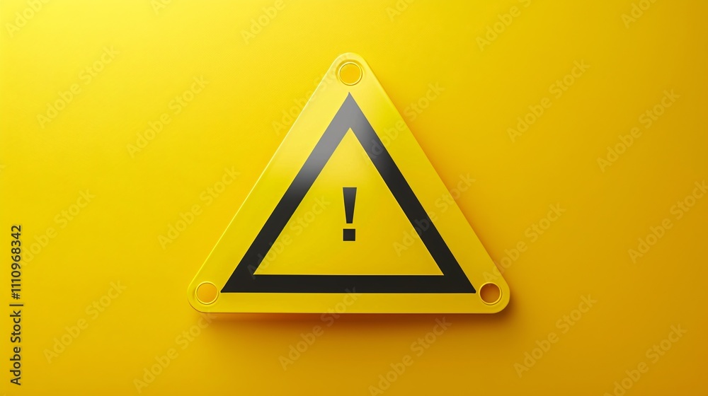 Bright Yellow Triangular Caution Warning Sign with Black Exclamation Point Symbol Graphic Design Concept for Hazard Alert Safety Notification and Emergency Communication Bright Yellow Triangular Caution Warning Sign with Black Exclamation Point Symbol Graphic Design Concept for Hazard Alert Safety Notification and Emergency Communication