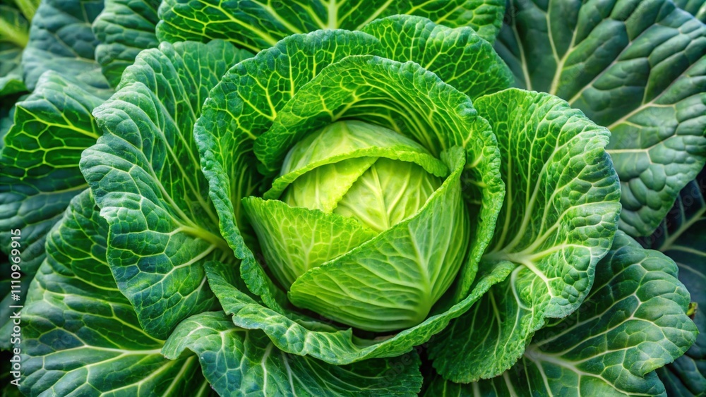 Fototapeta premium Young large green cabbage for cooking