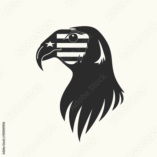 Vulture American flag silhouette vector illustration photo