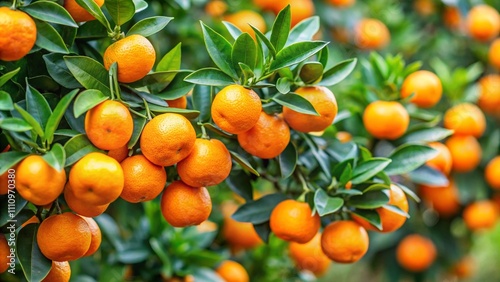 Tangerines on the bush, ripe fruits