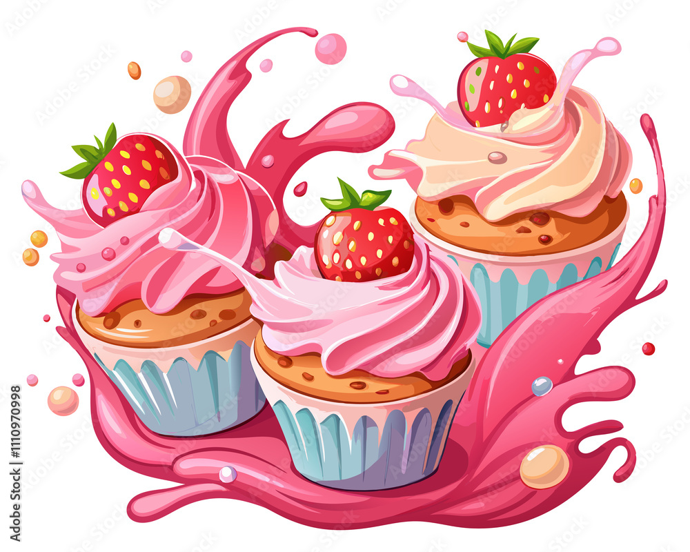 Milk and Strawberry Cupcakes Create Delight Milk and Strawberry Cupcakes Create Delight