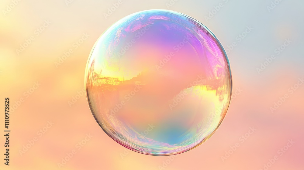 Closeup of a iridescent soap bubble on a colorful background Closeup of a iridescent soap bubble on a colorful background
