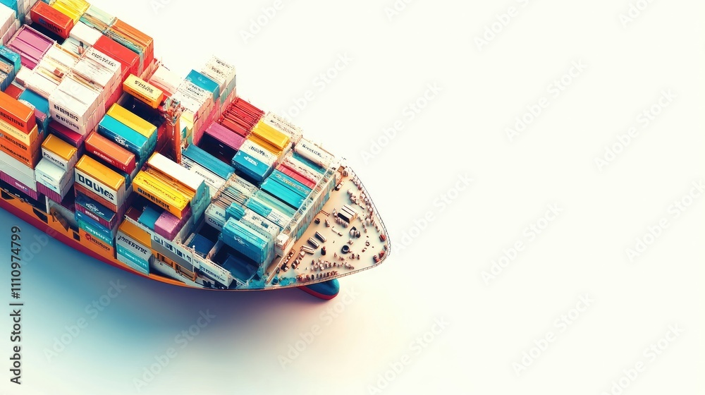 Container ship with cargo, future of logistics, isolated on white background Container ship with cargo, future of logistics, isolated on white background
