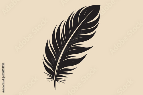 A feather with smooth and sharp edges  fully black in color.