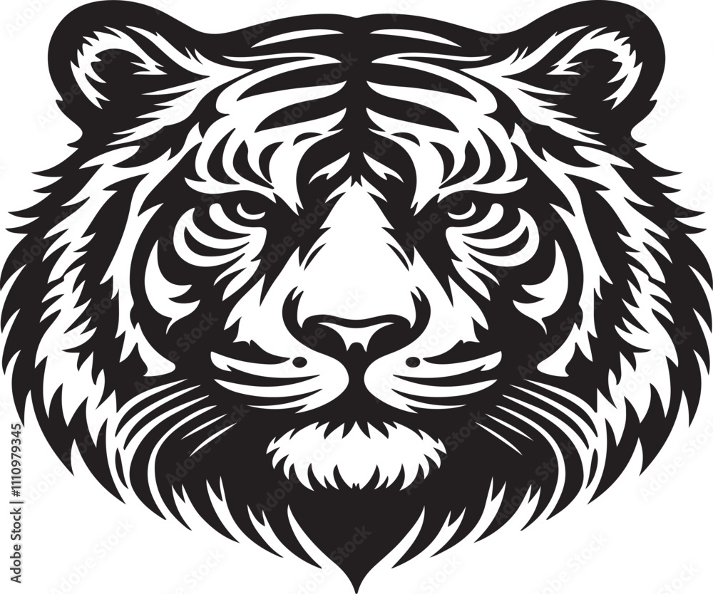 animal silhouette vector illustration  tiger head
