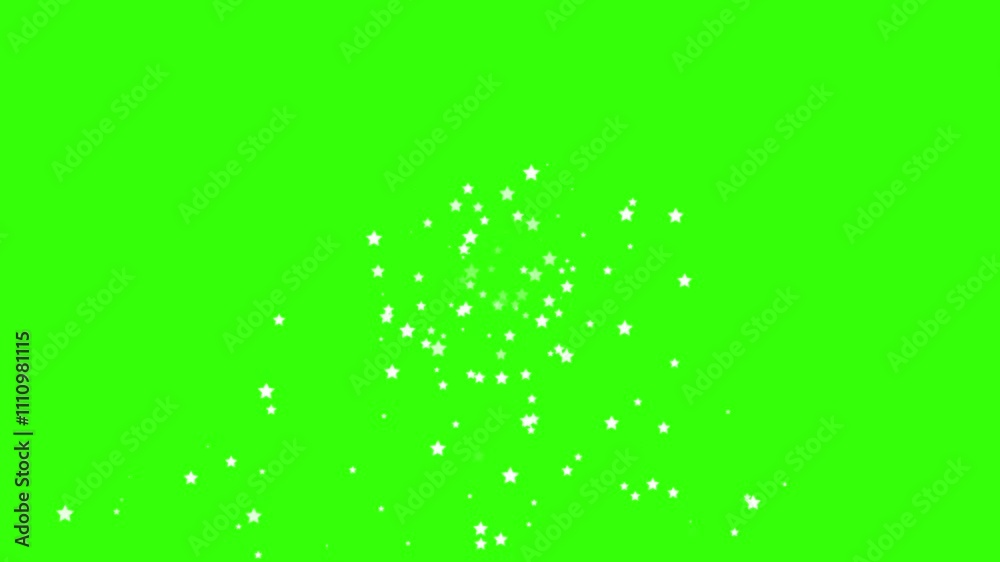 Animated falling star particle on green background Animated falling star particle on green background