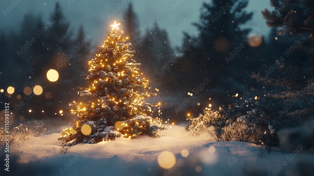 A Beautifully Decorated Christmas Tree Surrounded by Snow
A Beautifully Decorated Christmas Tree Surrounded by Snow