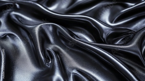 Smooth, Draped Black Satin Fabric with Subtle Shimmer