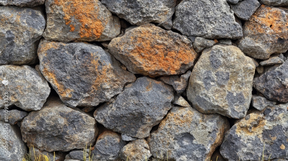 Close-up of a Stone Wall with Irregularly Shaped Rocks Close-up of a Stone Wall with Irregularly Shaped Rocks