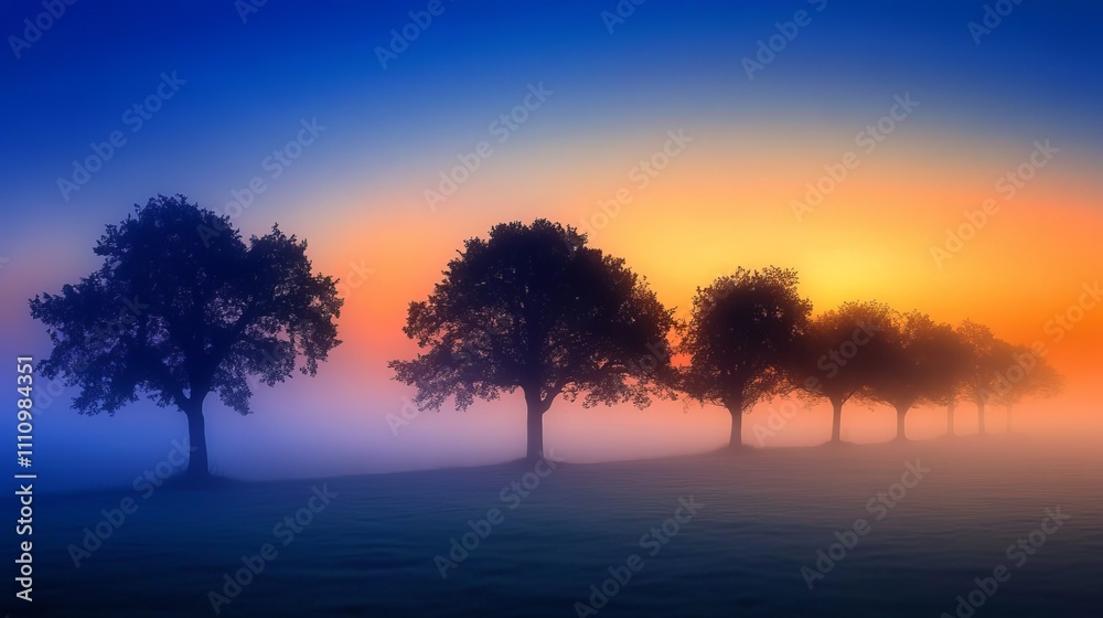 Fototapeta premium Misty Morning Fog Over A Calm Lake Peaceful Nature Scene