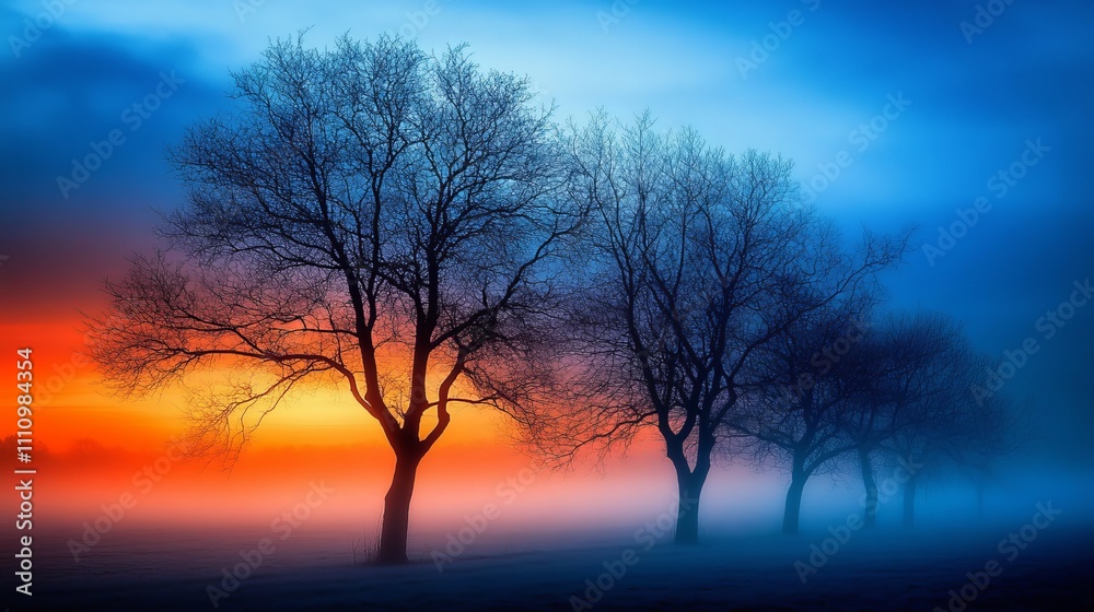 Misty Morning Fog Over A Calm Lake Peaceful Nature Scene Misty Morning Fog Over A Calm Lake Peaceful Nature Scene