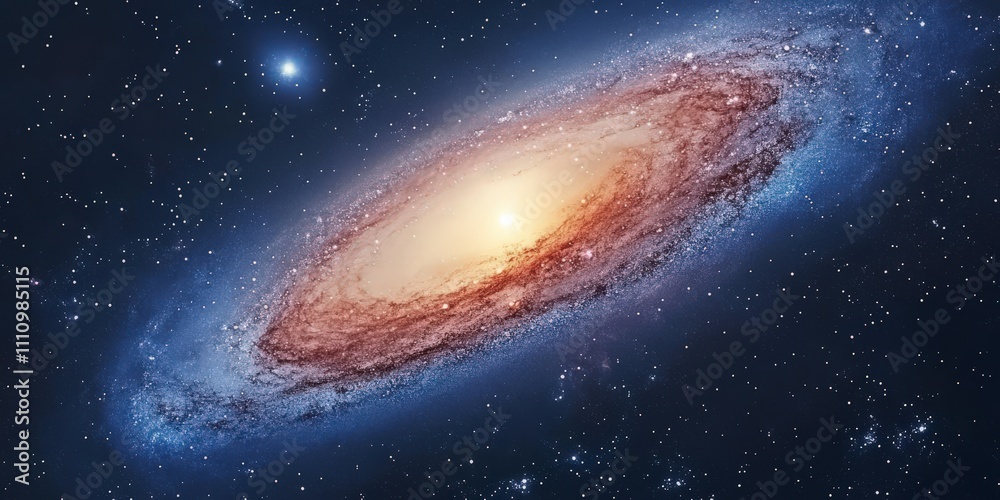 Fototapeta premium Andromeda galaxy in space --chaos 20 --ar 2:1 --style raw --v 6.1 Job ID: 8f90ff65-67e7-4d1e-8d83-7217a4f68b3d