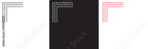 Dashed border corner edge icon.  Vector illustration. isolated on white and black background. EPS 10