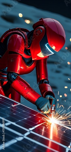 Robot Welding at Night - The Perfect Combination of Technology and Industry