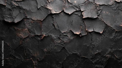 Cracked Black Surface with Copper Accents